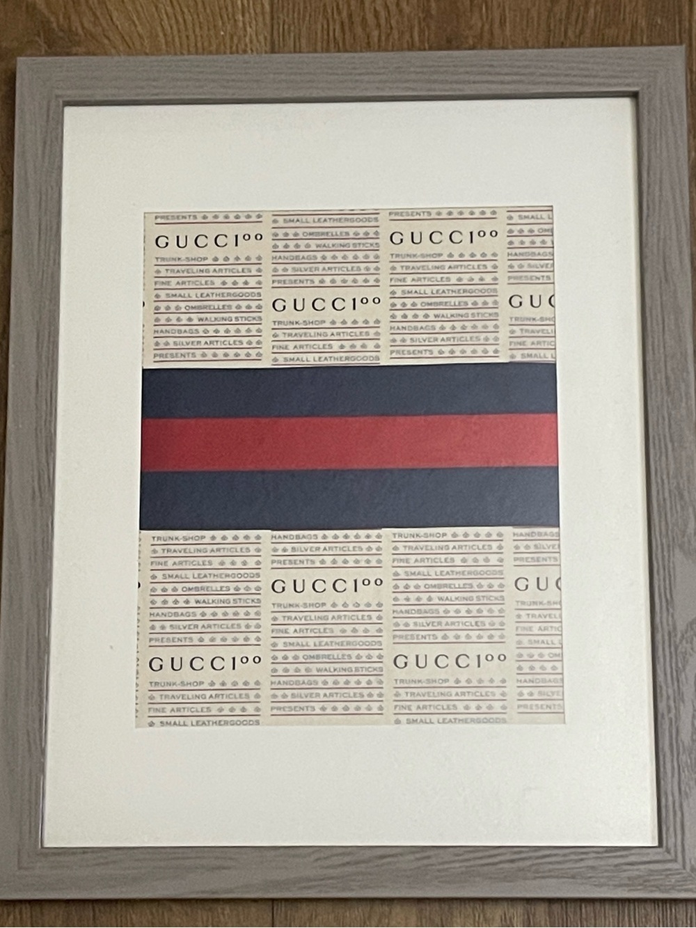 Gucci Beige Print with Navy and Red Sherry Line accent